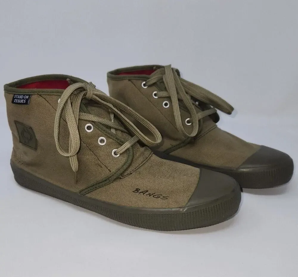 Bangs High-top Canvas Sneakers Khaki Shoes 